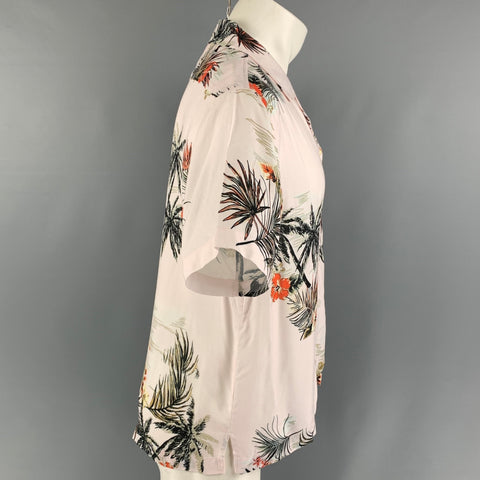 RHUDE SS 22 Taille S Chemise hawaïenne à manches courtes en coton rose vert