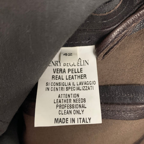 HENRY BEGUELIN Size 6 Brown Leather Contrast Stitch Dress Pants
