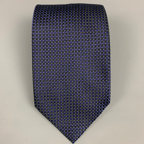 BRIONI Navy & Black Dots Silk Tie