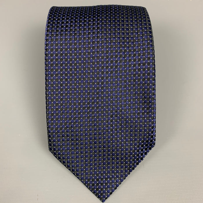 BRIONI Navy & Black Dots Silk Tie