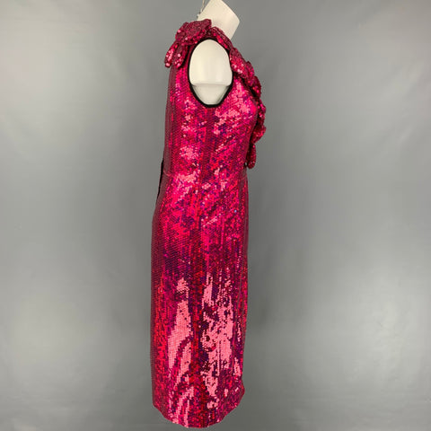 MARC JACOBS Size 4 Red Purple Polyester Sequined Shift Dress
