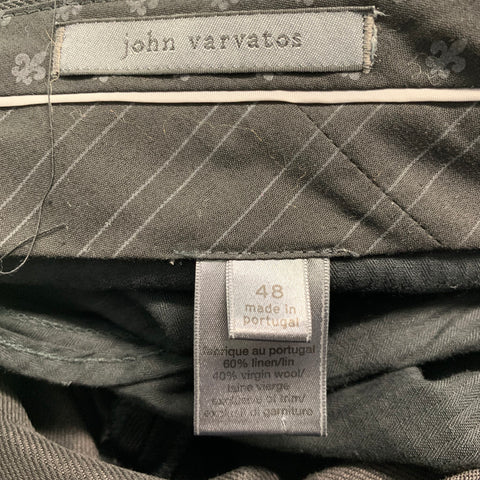 JOHN VARVATOS Taille 40 Noir Solide Lin Laine Peak Revers Smoking