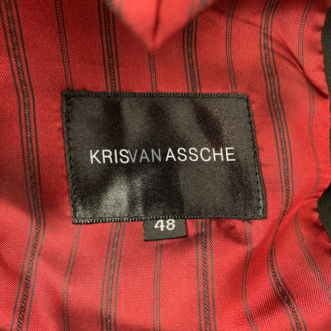 KRIS VAN ASSCHE Size 38 Black Wool Peak Lapel Sport Coat