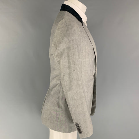 LANVIN Size 38 Regular Light Grey Heather Wool Notch Lapel Sport Coat