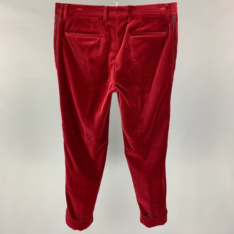 ETRO Taille 32 Pantalon de smoking coupe slim en coton velours noir bordeaux