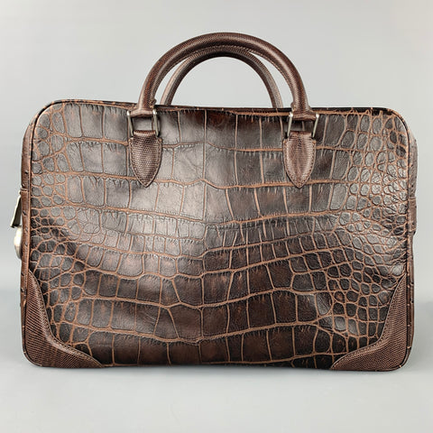 PAUL SMITH The British Collection Brown Embossed Leather Laptop Bag Bags