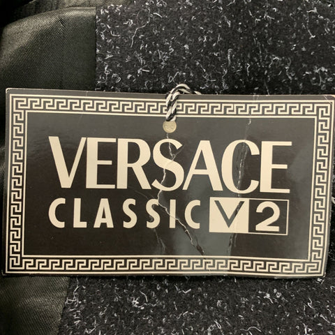 VERSACE CLASSIC Taille 44 Manteau à revers cranté gris noir chiné