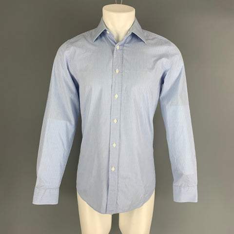 PRADA Size S Blue White Checkered Cotton Long Sleeve Shirt