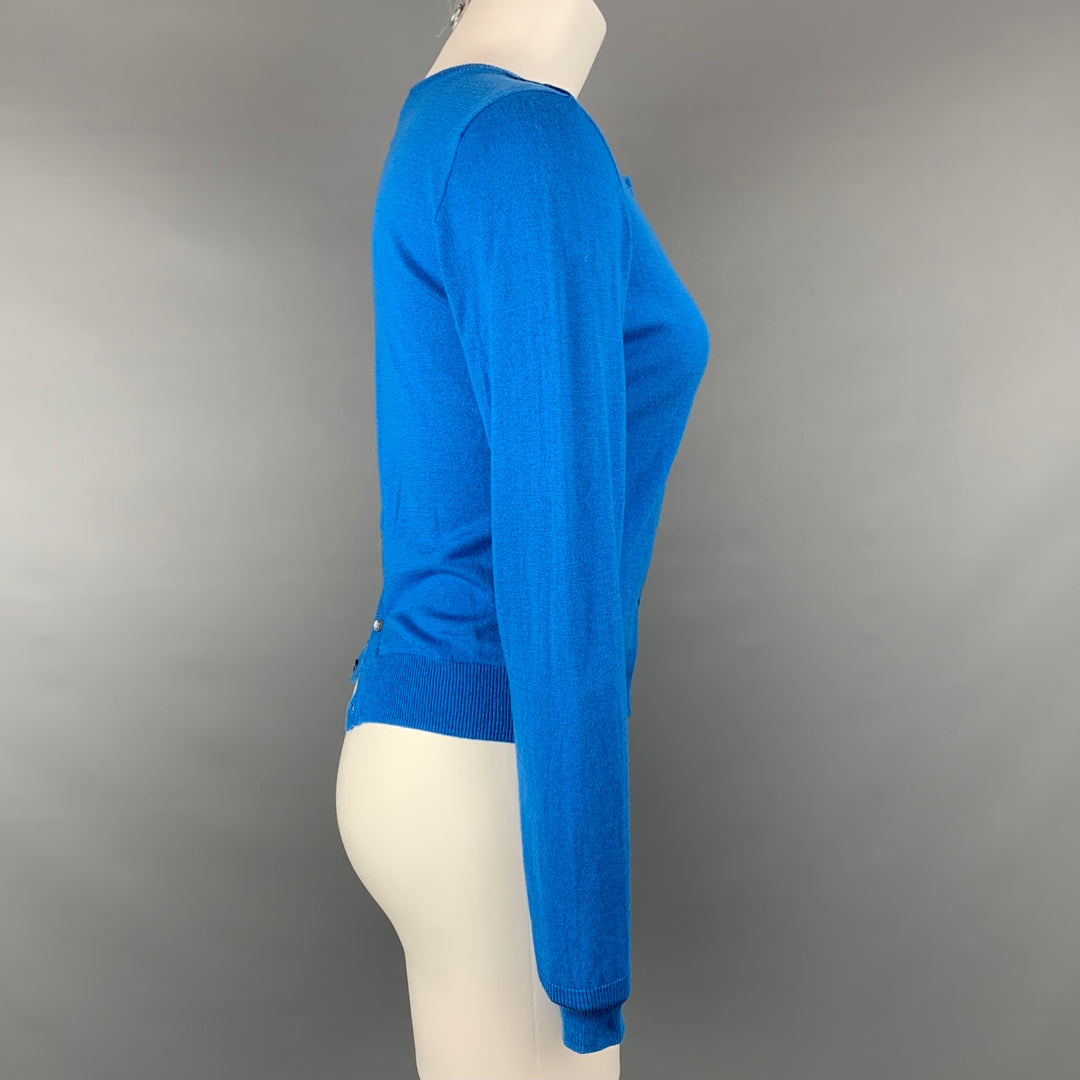MARGARET OLEARY Size XS Blue Jersey Cotton Buttoned Cardigan