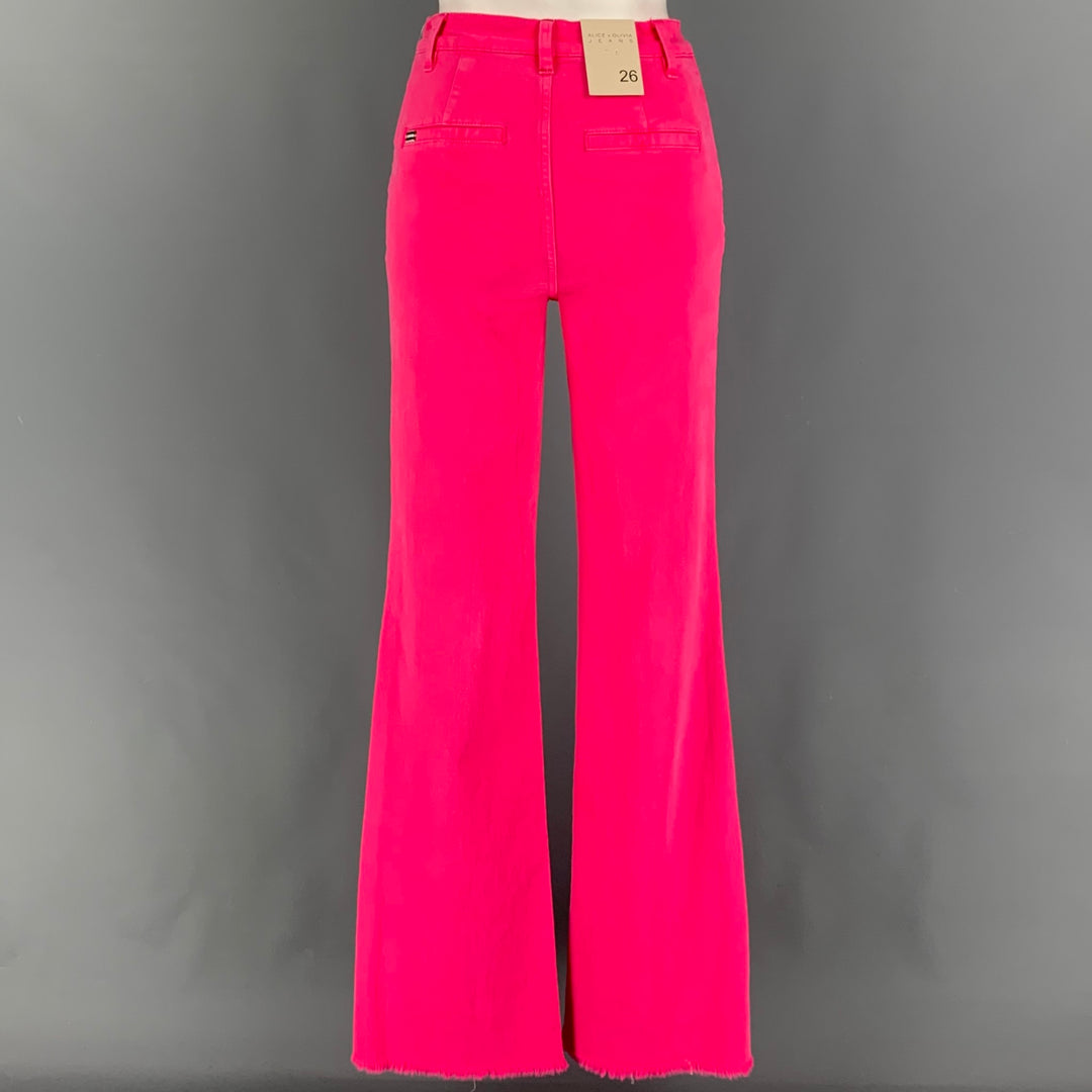 ALICE + OLIVIA Size 26 Pink Cotton Wide Leg Casual Pants