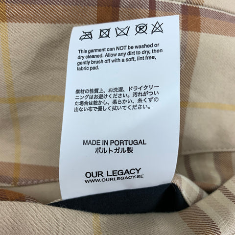 OUR LEGACY Size M Tan Brown Plaid Nylon Reversible Jacket