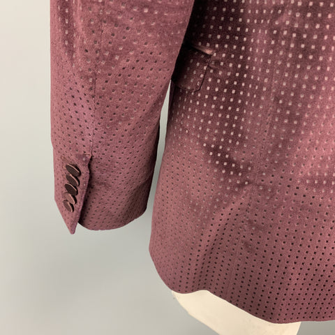 GUCCI Size 44 Long Burgundy Textured Cotton Velvet Notch Lapel Sport Coat