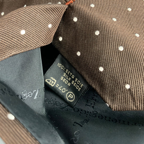ERMENEGILDO ZEGNA pour WILKES BASHFORD Cravate en soie marron à pois blancs