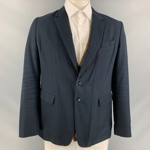 DRIES VAN NOTEN Chest Size 44 Navy Gold Embellishment Cotton Sport Coat