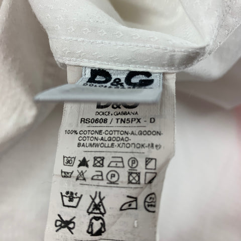D&G by DOLCE & GABBANA Size M White Grid Cotton Tuxedo Long Sleeve Shirt