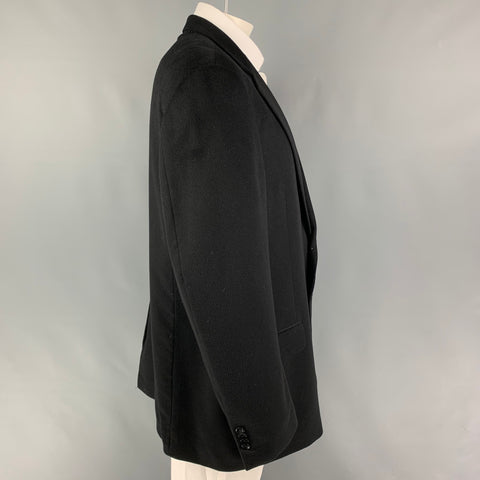 PATRICK JAMES Size 46 Black Cashmere Single Breasted Sport Coat