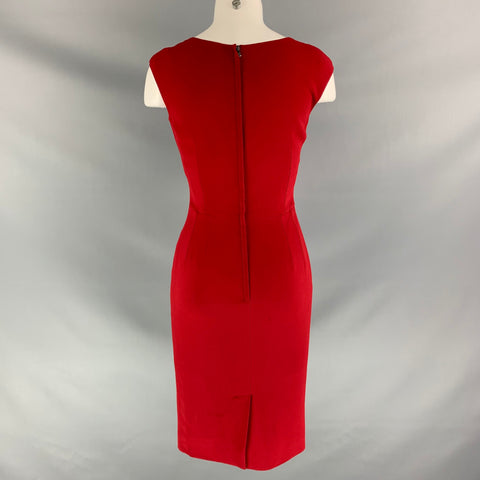 DOLCE & GABBANA Size 6 Red Viscose Blend Solid Sleeveless Mid-Calf Dress