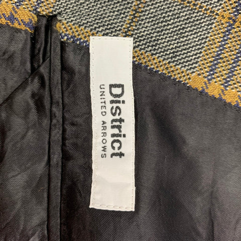 DISTRICT by UNITED ARROWS Size 36 Grey Mustard Plaid Wool Peak Lapel Suit