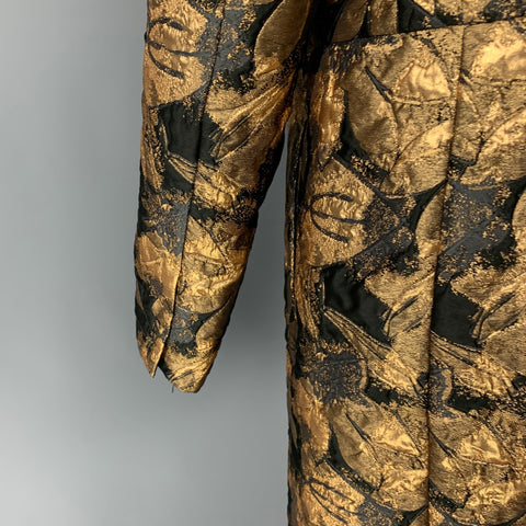 URBAN ZEN Size XS Gold Black Jacquard Metallic Collarless Coat