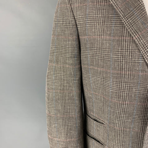 BRUNELLO CUCINELLI Size 40 Blue Glenplaid Wool Blend Sport Coat