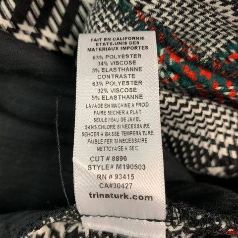 MR. TURK Size 31 Black Multi-Color Plaid Polyester Blend Flat Front Casual Pants