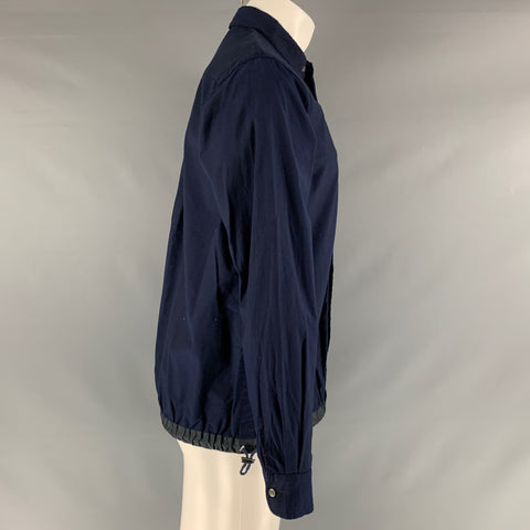 SACAI Taille M Chemise à manches longues boutonnée en coton uni bleu marine