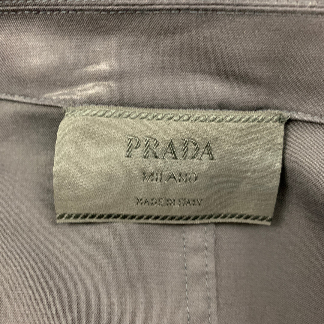 PRADA Size 42 Navy Belted Double Breasted Trench Coat