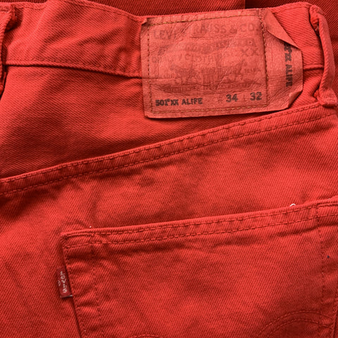 LEVI'S Size 34 Red Solid Cotton Jean Cut Casual Pants