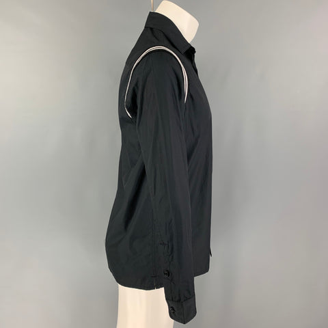 STAMPD Size XS Black White Cotton Button Up Long Sleeve Shirt