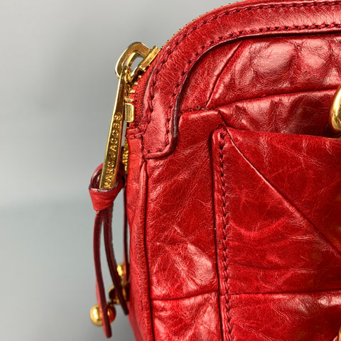 MARC JACOBS Red Quilted  Leather Chain Link Top Handles Handbag