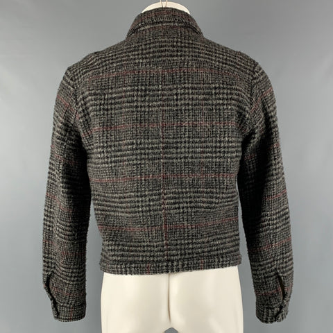 DRIES VAN NOTEN  Size M Grey Black Plaid Wool Zip Up Jacket