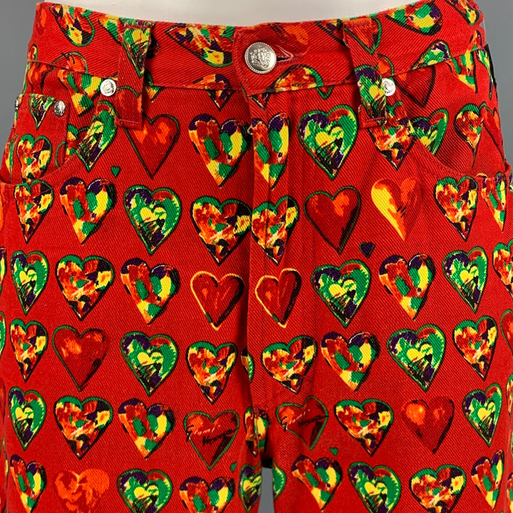 VERSACE JEANS COUTURE Talla 32 Rojo Verde Amarillo Algodón Jean Corte Pantalones Casuales