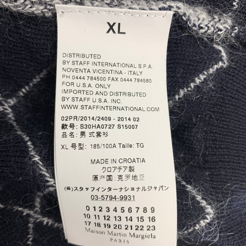 MAISON MARTIN MARGIELA Size XL Navy & White Stripe Wool Blend Button Down Cardigan