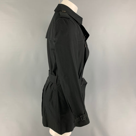 BURBERRY LONDON Size M Black Cotton Double Breasted Coat