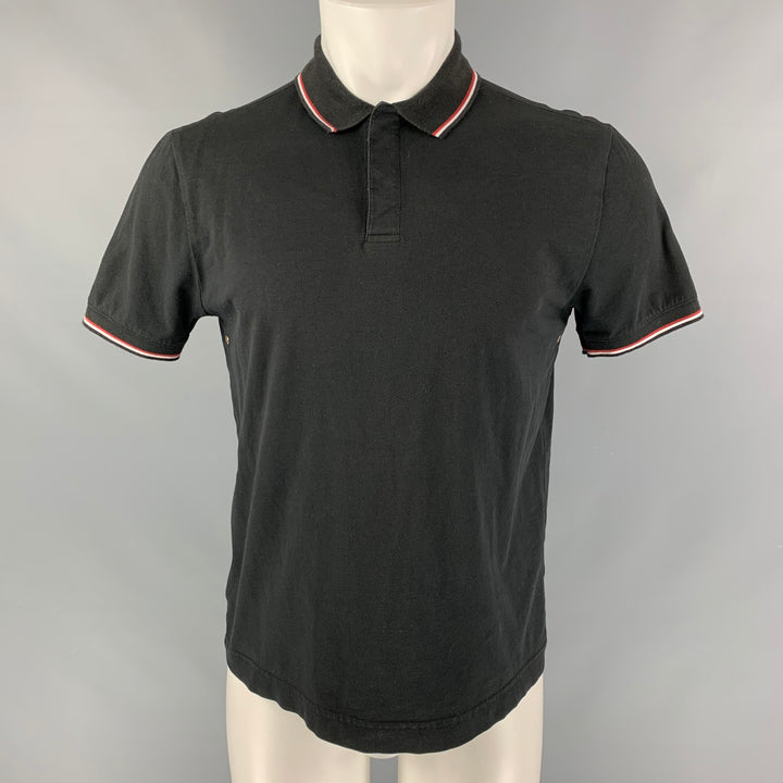 THEORY Size M Black Solid Cotton Polo
