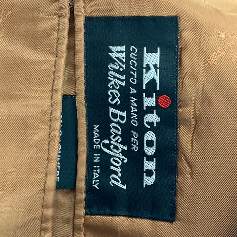KITON Size 44 Brown Orange Window Pane Cashmere Notch Lapel Sport Coat