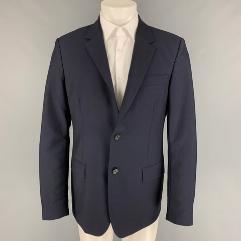 ALEXANDER MCQUEEN Taille 42 Manteau de sport en laine mohair bleu marine à revers cranté