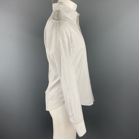 BARNEY'S x BAND OF OUTSIDERS Size M Black & White Stripe Cotton Long Sleeve Shirt