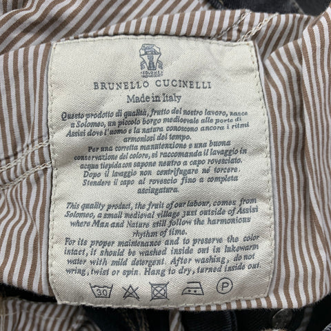 BRUNELLO CUCINELLI Size 34 Grey Distressed Cotton Regular Jeans