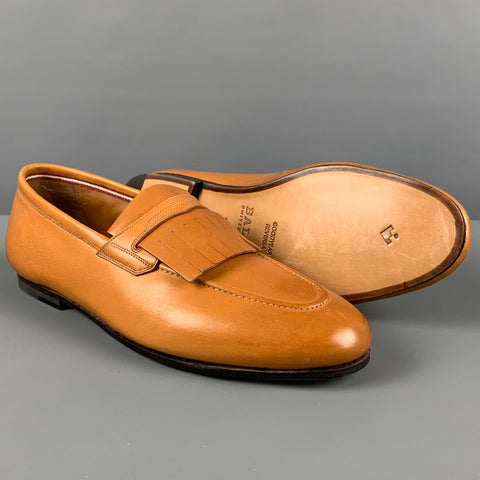BALLY Size 7.5 Honey Leather Slip On Loafers