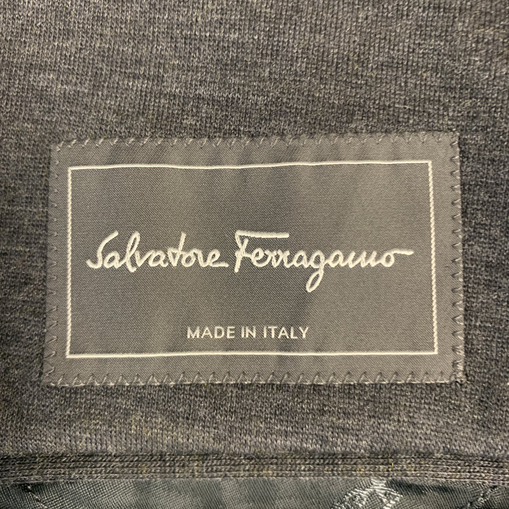 SALVATORE FERRAGAMO Size 36 Charcoal  Wool Blend Notch Lapel Pockets Sport Coat Jacket