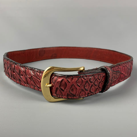VINTAGE Taille M Bourgogne Alligator Ceinture à boucle en laiton