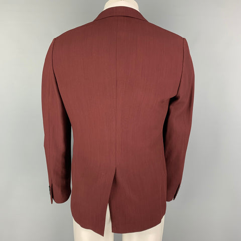 LANVIN Size 38 Burgundy Wool Viscose Blend Notch Lapel Sport Coat