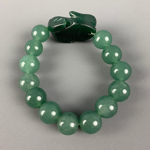 Bracelet scarabée en verre vert VINTAGE