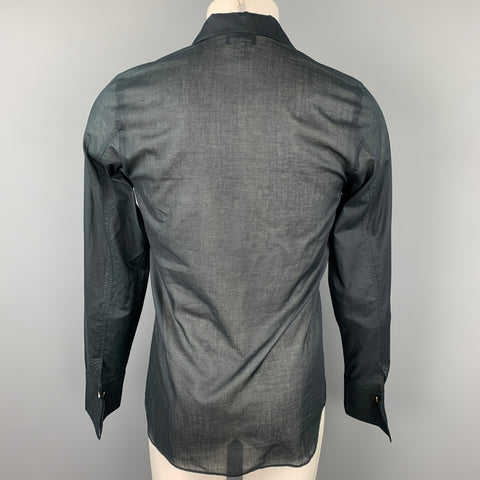 AGNÈS B. Size M Black Cotton Button Up Long Sleeve Shirt