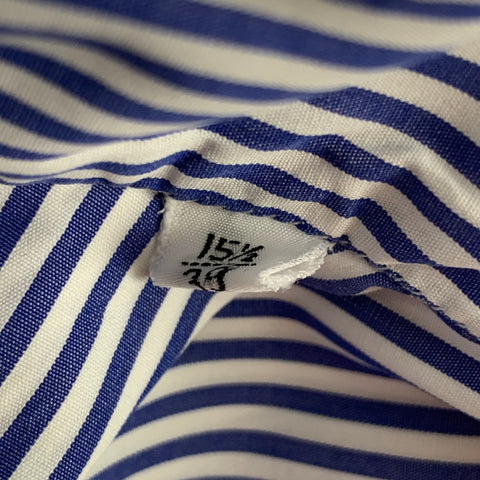 KITON Size M White Navy Stripe Cotton Long Sleeve Shirt