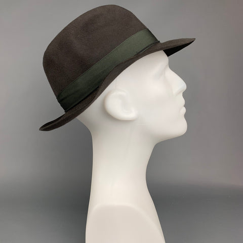 BORSALINO Beaver Olive Felt Ribbon Feather Hat