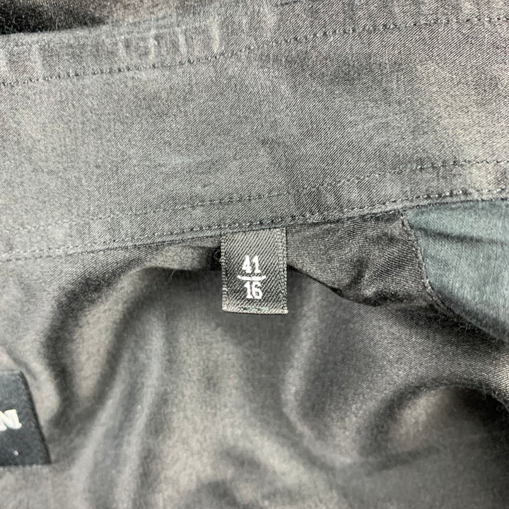 GIORGIO ARMANI Size M Black Silk / Cotton Button Up Long Sleeve Shirt