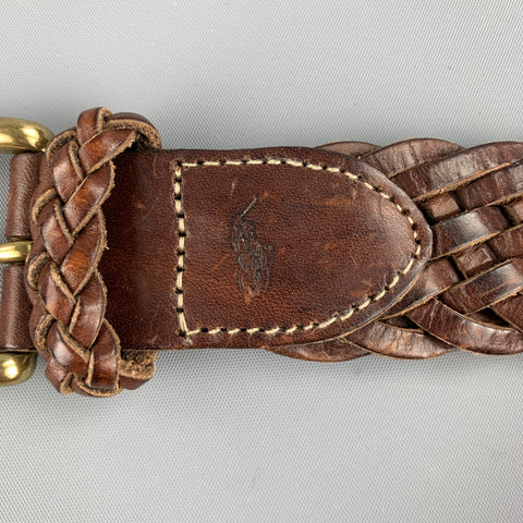 RALPH LAUREN Woven Size 38 Brown Leather Belt