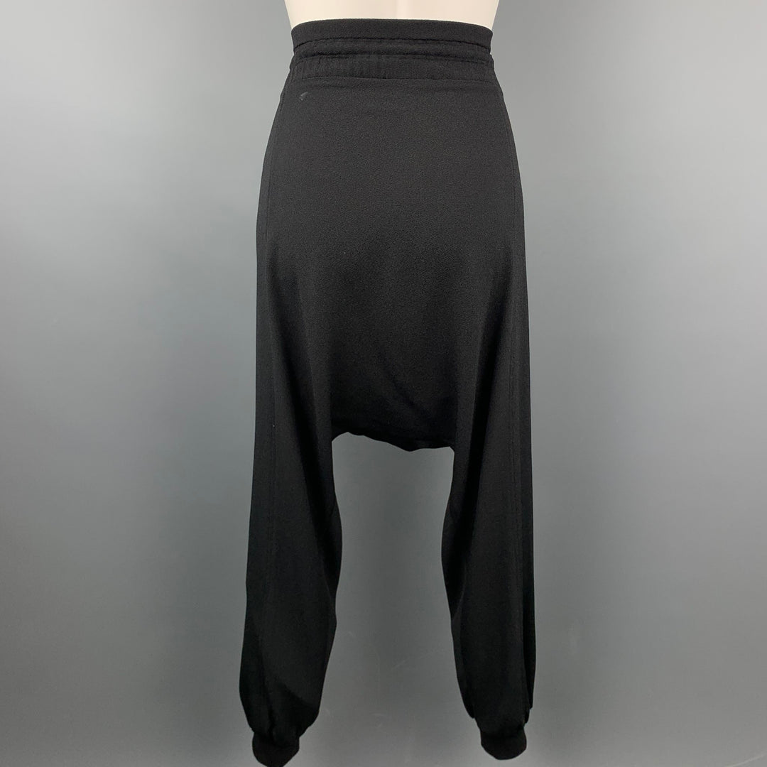 VANESSA BRUNO Size 4 Black Textured Polyester Drawstring Dress Pants